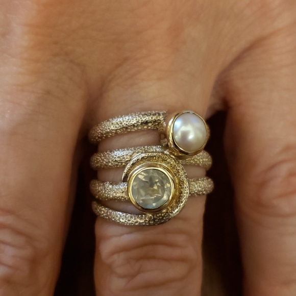 Sterling 925 silver with pearl and moonstone - Picture 1 of 5